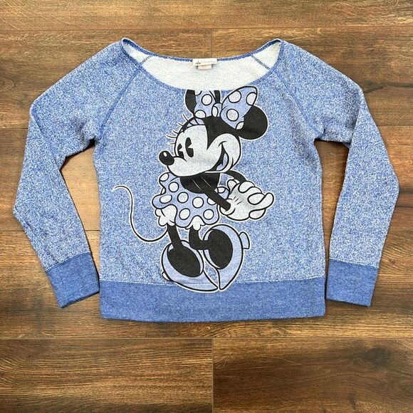 Disney Parks Size Small Disneyland World Official Minnie Mouse Blue Sweatshirt - Picture 1 of 6